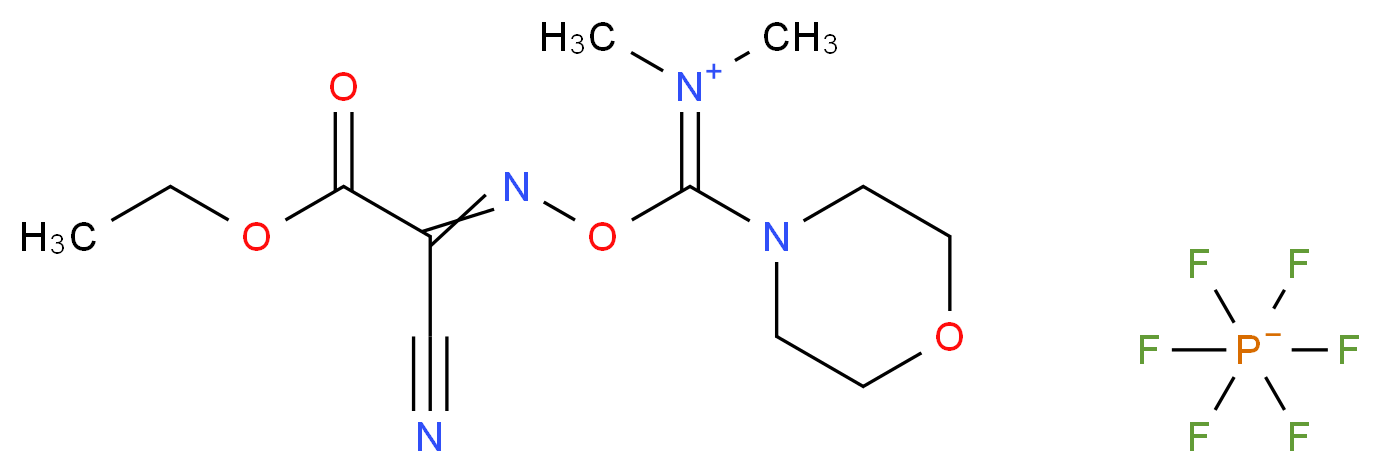 hexafluoro-λ<sup>5</sup>-phosphanuide ethyl cyano({[(dimethyliminiumyl)(morpholin-4-yl)methoxy]imino})formate_分子结构_CAS_1075198-30-9