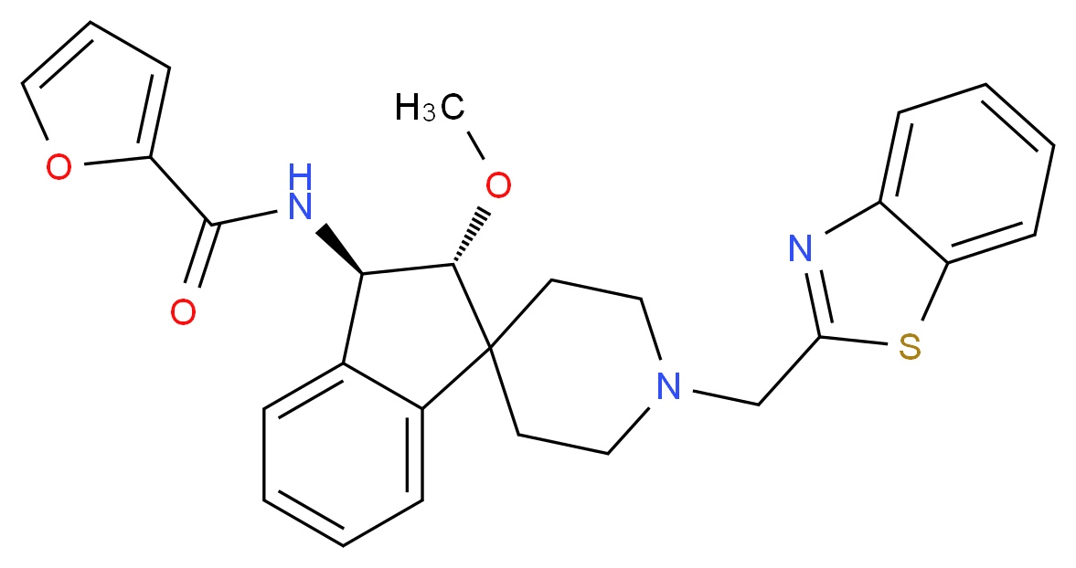N-[(2R*,3R*)-1'-(1,3-benzothiazol-2-ylmethyl)-2-methoxy-2,3-dihydrospiro[indene-1,4'-piperidin]-3-yl]-2-furamide_分子结构_CAS_)