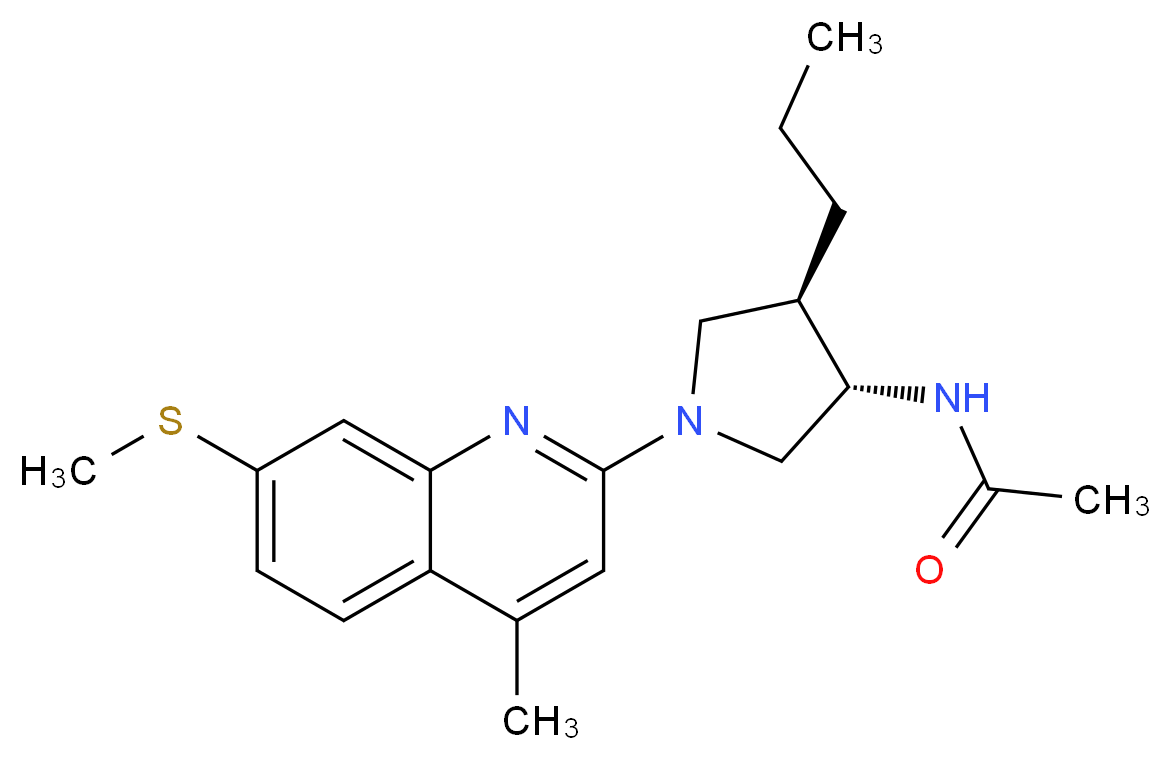 N-{(3S*,4R*)-1-[4-methyl-7-(methylthio)-2-quinolinyl]-4-propyl-3-pyrrolidinyl}acetamide_分子结构_CAS_)