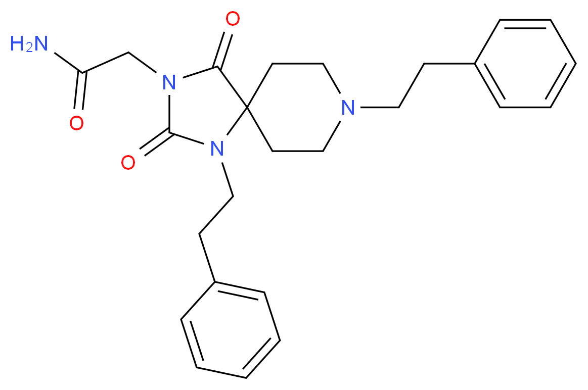 2-[2,4-dioxo-1,8-bis(2-phenylethyl)-1,3,8-triazaspiro[4.5]dec-3-yl]acetamide_分子结构_CAS_)