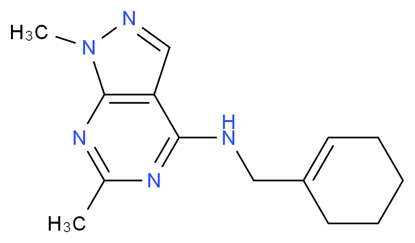 N-(1-cyclohexen-1-ylmethyl)-1,6-dimethyl-1H-pyrazolo[3,4-d]pyrimidin-4-amine_分子结构_CAS_)