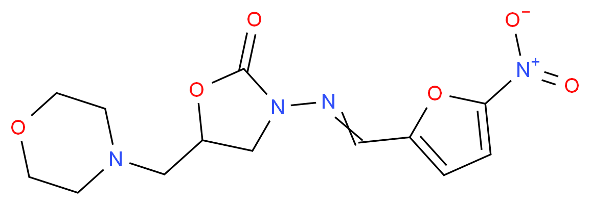 5-(morpholin-4-ylmethyl)-3-[(E)-[(5-nitrofuran-2-yl)methylidene]amino]-1,3-oxazolidin-2-one_分子结构_CAS_139-91-3