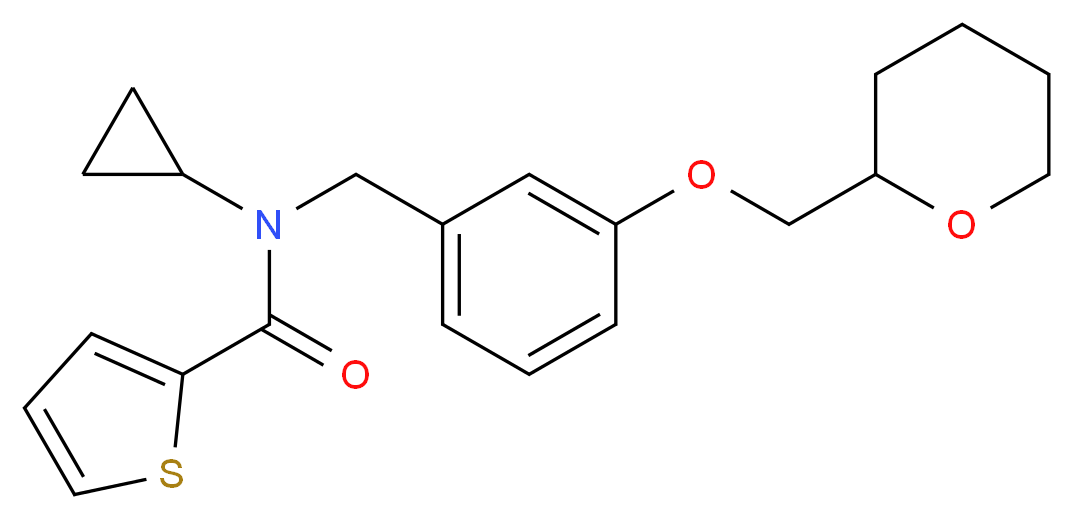 N-cyclopropyl-N-[3-(tetrahydro-2H-pyran-2-ylmethoxy)benzyl]-2-thiophenecarboxamide_分子结构_CAS_)