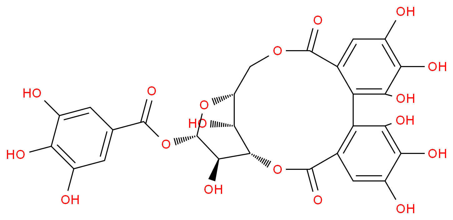 (1S,19R,21S,22R,23R)-6,7,8,11,12,13,22,23-octahydroxy-3,16-dioxo-2,17,20-trioxatetracyclo[17.3.1.0<sup>4</sup>,<sup>9</sup>.0<sup>1</sup><sup>0</sup>,<sup>1</sup><sup>5</sup>]tricosa-4(9),5,7,10,12,14-hexaen-21-yl 3,4,5-trihydroxybenzoate_分子结构_CAS_23094-69-1