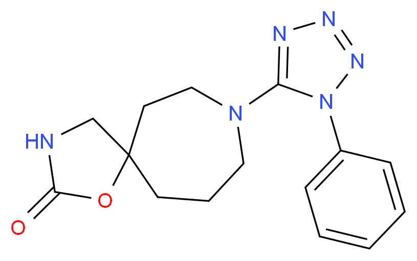8-(1-phenyl-1H-tetrazol-5-yl)-1-oxa-3,8-diazaspiro[4.6]undecan-2-one_分子结构_CAS_)