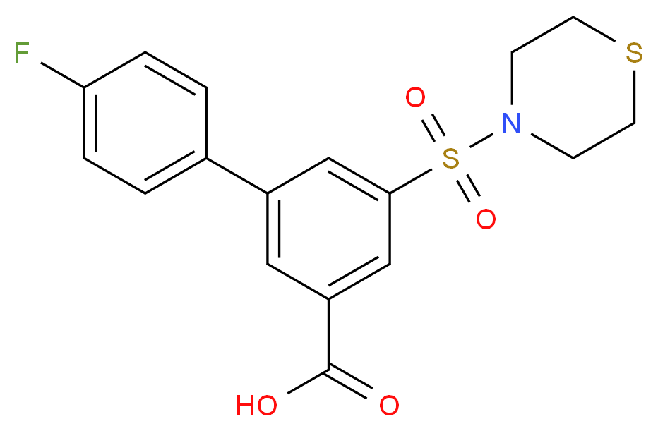 4'-fluoro-5-(thiomorpholin-4-ylsulfonyl)biphenyl-3-carboxylic acid_分子结构_CAS_)