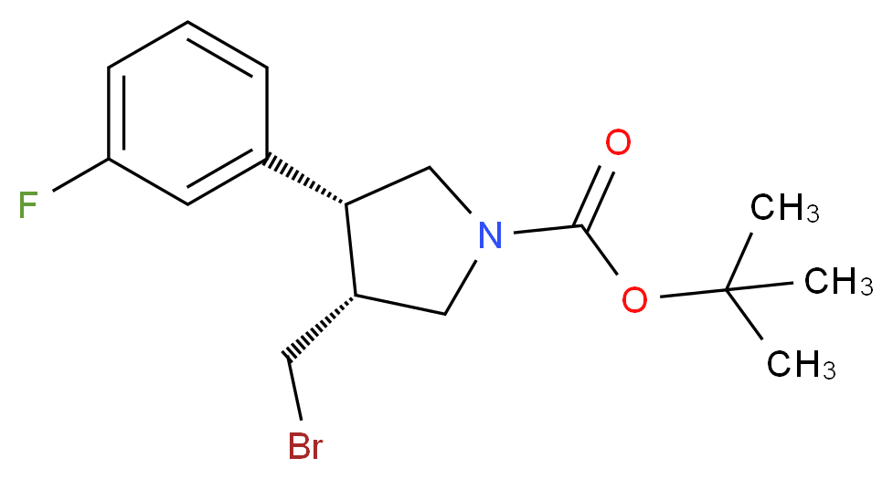 tert-butyl (3R,4R)-3-(bromomethyl)-4-(3-fluorophenyl)pyrrolidine-1-carboxylate_分子结构_CAS_1260594-72-6