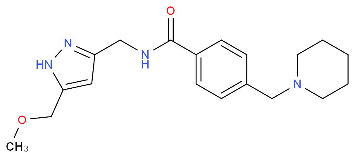 N-{[5-(methoxymethyl)-1H-pyrazol-3-yl]methyl}-4-(1-piperidinylmethyl)benzamide_分子结构_CAS_)