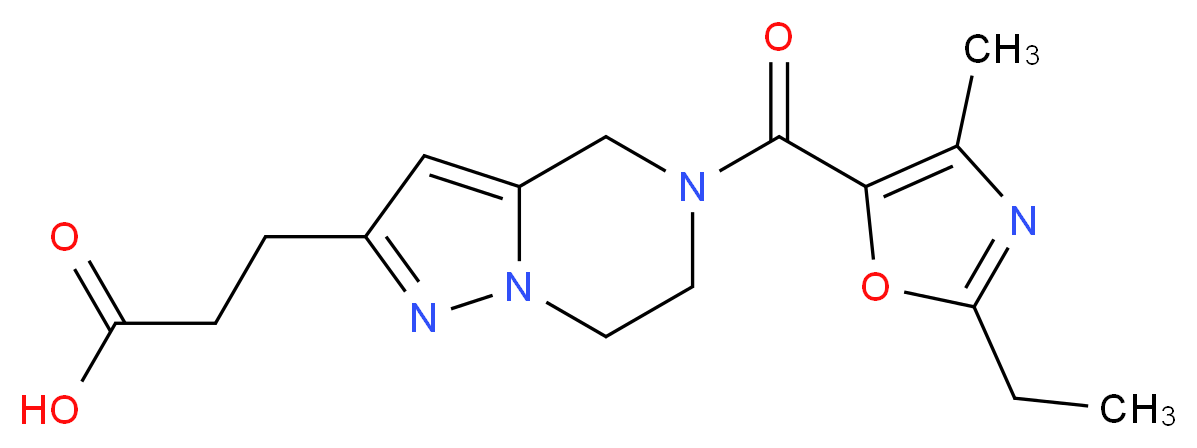 3-{5-[(2-ethyl-4-methyl-1,3-oxazol-5-yl)carbonyl]-4,5,6,7-tetrahydropyrazolo[1,5-a]pyrazin-2-yl}propanoic acid_分子结构_CAS_)