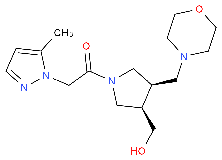 [(3R*,4R*)-1-[(5-methyl-1H-pyrazol-1-yl)acetyl]-4-(morpholin-4-ylmethyl)pyrrolidin-3-yl]methanol_分子结构_CAS_)