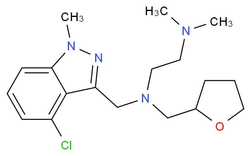 N-[(4-chloro-1-methyl-1H-indazol-3-yl)methyl]-N',N'-dimethyl-N-(tetrahydrofuran-2-ylmethyl)ethane-1,2-diamine_分子结构_CAS_)