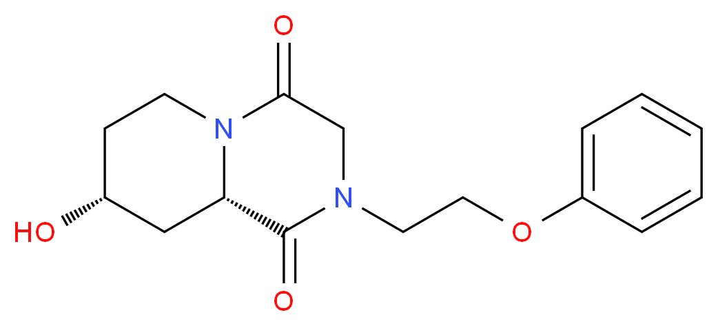 (8R*,9aS*)-8-hydroxy-2-(2-phenoxyethyl)tetrahydro-2H-pyrido[1,2-a]pyrazine-1,4(3H,6H)-dione_分子结构_CAS_)