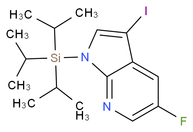 5-Fluoro-3-iodo-1-triisopropylsilanyl-1H-pyrrolo[2,3-b]pyridine_分子结构_CAS_928653-76-3)