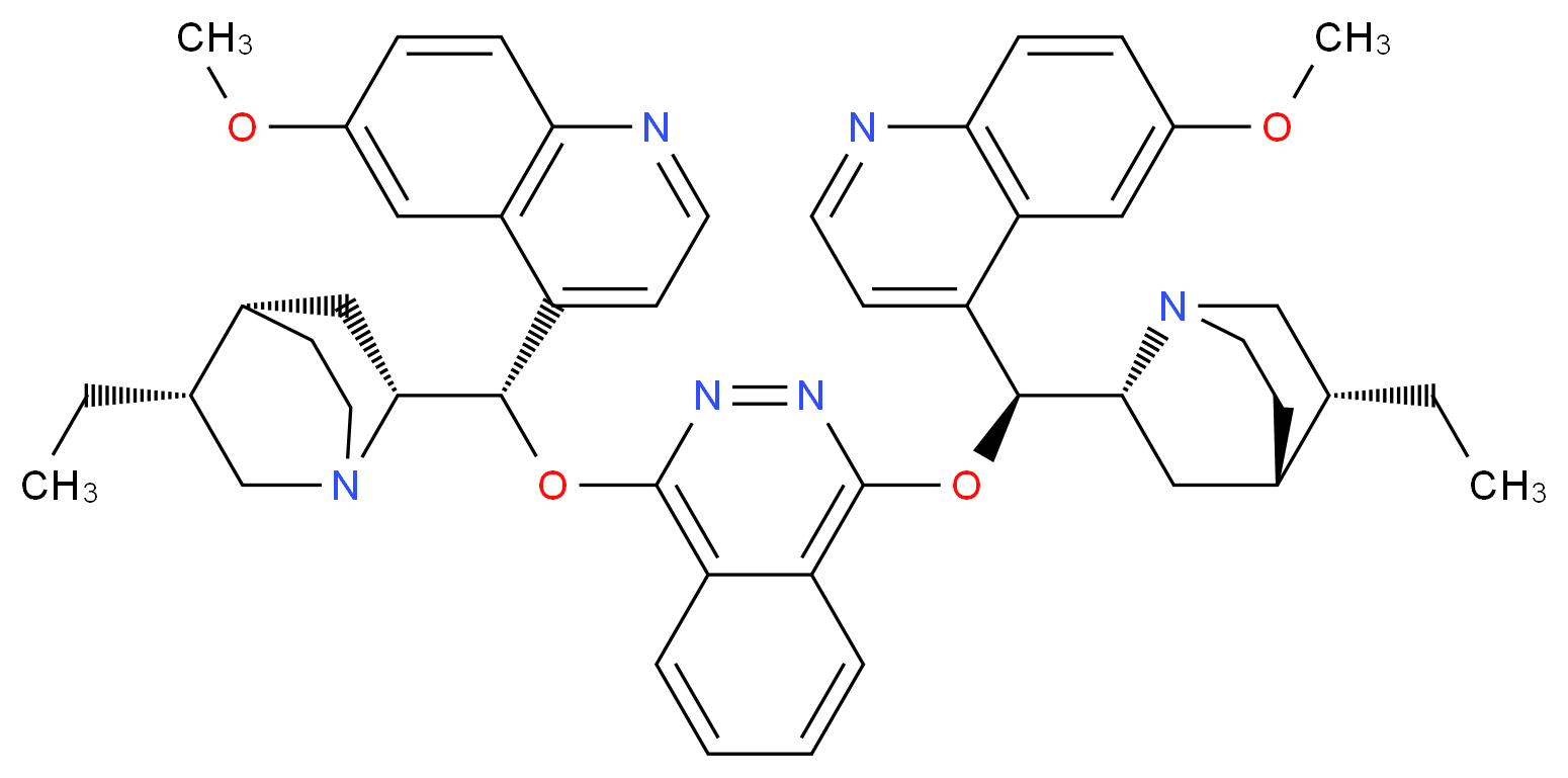 1,4-bis[(S)-[(2R,4S,5R)-5-ethyl-1-azabicyclo[2.2.2]octan-2-yl](6-methoxyquinolin-4-yl)methoxy]phthalazine_分子结构_CAS_140853-10-7