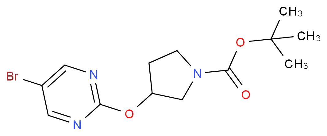 tert-butyl 3-[(5-bromopyrimidin-2-yl)oxy]pyrrolidine-1-carboxylate_分子结构_CAS_914347-79-8