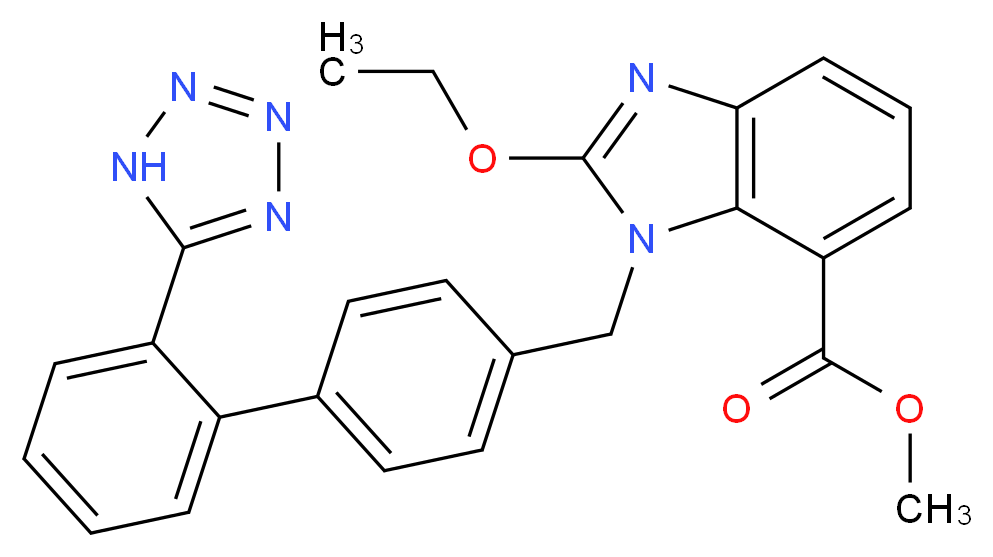 methyl 2-ethoxy-1-({4-[2-(1H-1,2,3,4-tetrazol-5-yl)phenyl]phenyl}methyl)-1H-1,3-benzodiazole-7-carboxylate_分子结构_CAS_139481-69-9