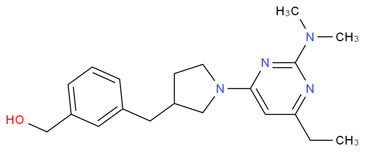 [3-({1-[2-(dimethylamino)-6-ethylpyrimidin-4-yl]pyrrolidin-3-yl}methyl)phenyl]methanol_分子结构_CAS_)
