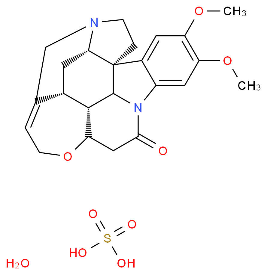 (1R,18S,20R,21R)-4,5-dimethoxy-12-oxa-8,17-diazaheptacyclo[15.5.2.0^{1,18}.0^{2,7}.0^{8,22}.0^{11,21}.0^{15,20}]tetracosa-2,4,6,14-tetraen-9-one sulfuric acid hydrate_分子结构_CAS_5787-00-8