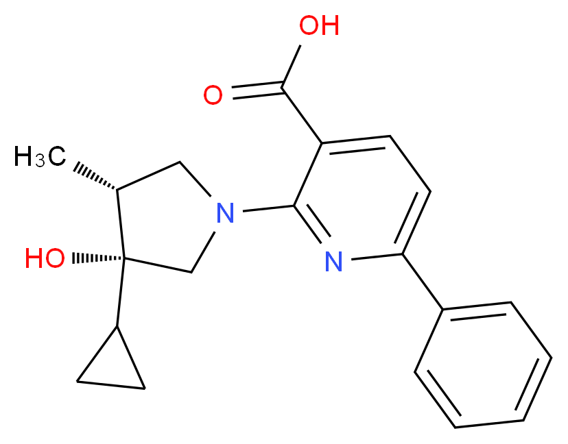 2-[(3R*,4R*)-3-cyclopropyl-3-hydroxy-4-methylpyrrolidin-1-yl]-6-phenylnicotinic acid_分子结构_CAS_)