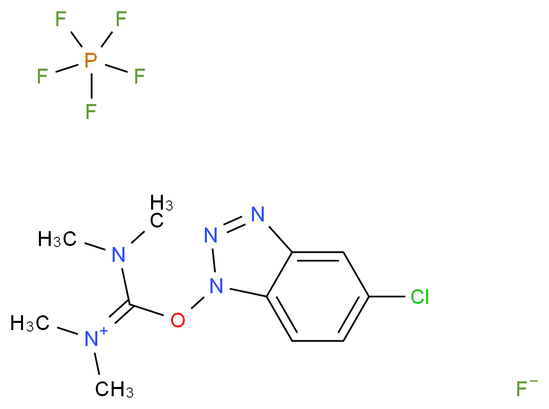 pentafluoro-λ<sup>5</sup>-phosphane {[(5-chloro-1H-1,2,3-benzotriazol-1-yl)oxy](dimethylamino)methylidene}dimethylazanium fluoride_分子结构_CAS_330645-87-9