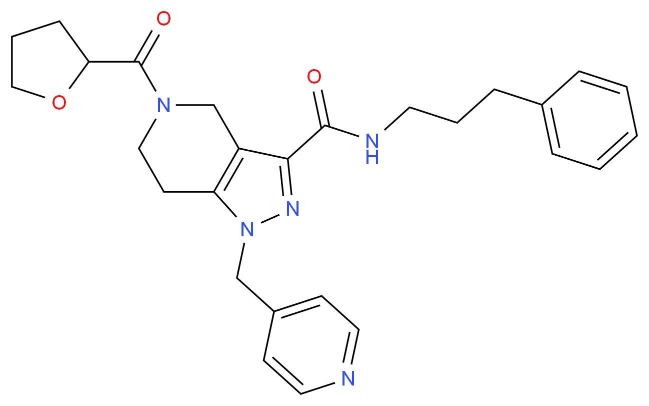 N-(3-phenylpropyl)-1-(4-pyridinylmethyl)-5-(tetrahydro-2-furanylcarbonyl)-4,5,6,7-tetrahydro-1H-pyrazolo[4,3-c]pyridine-3-carboxamide_分子结构_CAS_)