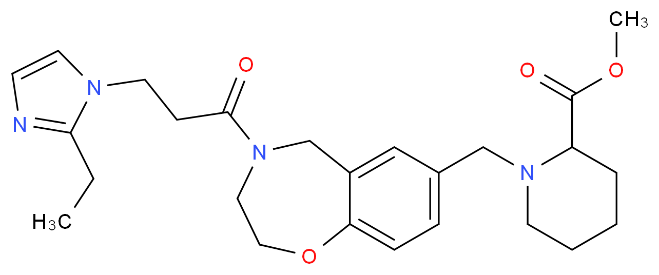 methyl 1-({4-[3-(2-ethyl-1H-imidazol-1-yl)propanoyl]-2,3,4,5-tetrahydro-1,4-benzoxazepin-7-yl}methyl)-2-piperidinecarboxylate_分子结构_CAS_)