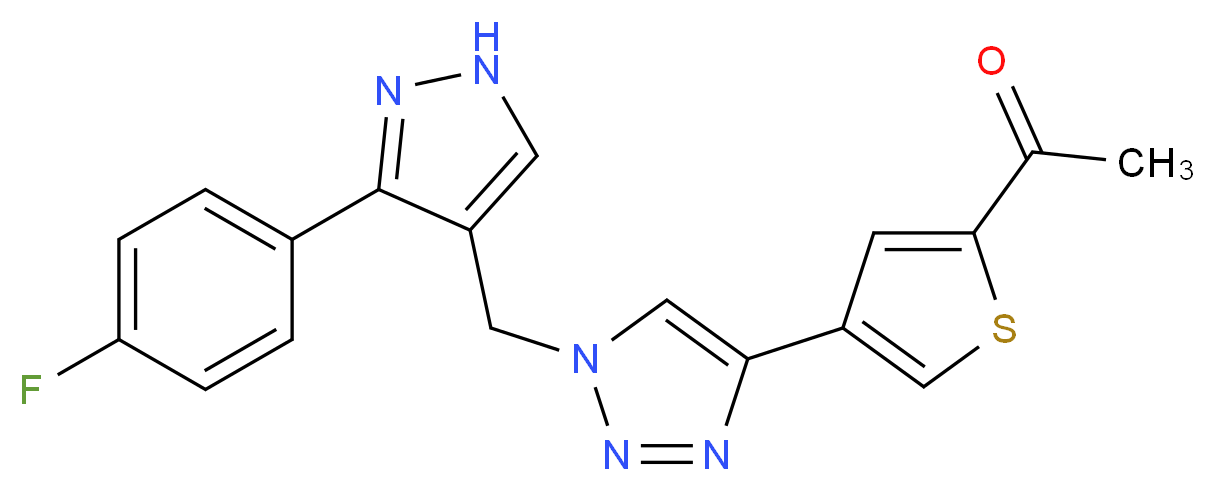 1-[4-(1-{[3-(4-fluorophenyl)-1H-pyrazol-4-yl]methyl}-1H-1,2,3-triazol-4-yl)-2-thienyl]ethanone_分子结构_CAS_)