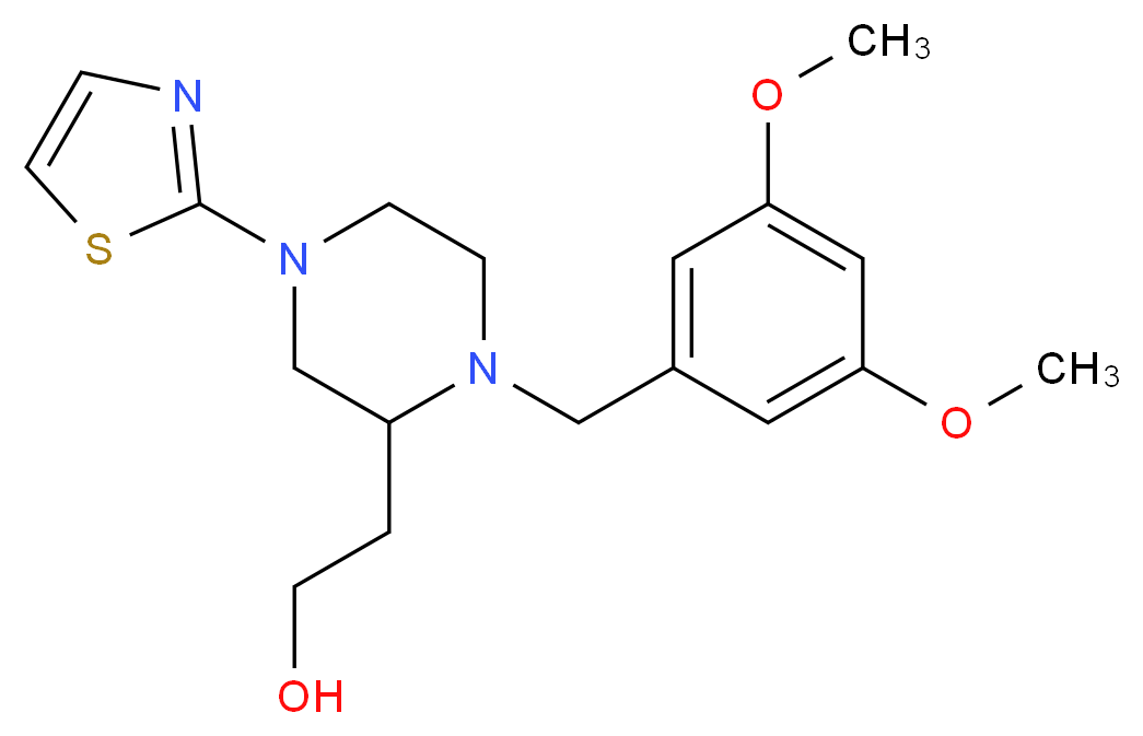 2-[1-(3,5-dimethoxybenzyl)-4-(1,3-thiazol-2-yl)-2-piperazinyl]ethanol_分子结构_CAS_)
