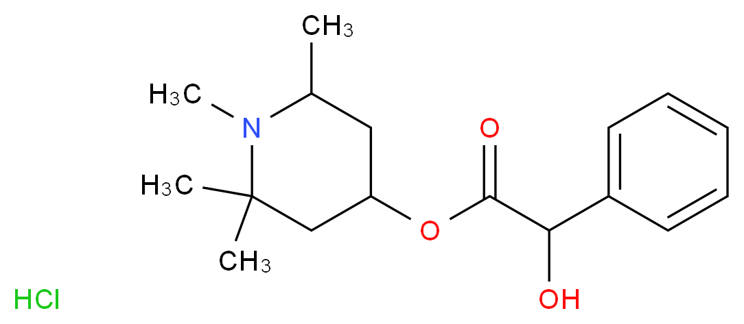 1,2,2,6-tetramethylpiperidin-4-yl 2-hydroxy-2-phenylacetate hydrochloride_分子结构_CAS_536-93-6