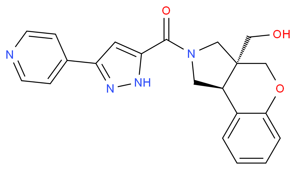 [(3aS*,9bS*)-2-[(3-pyridin-4-yl-1H-pyrazol-5-yl)carbonyl]-1,2,3,9b-tetrahydrochromeno[3,4-c]pyrrol-3a(4H)-yl]methanol_分子结构_CAS_)