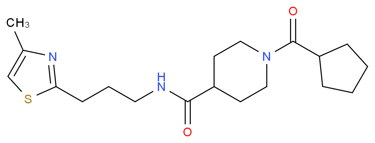 1-(cyclopentylcarbonyl)-N-[3-(4-methyl-1,3-thiazol-2-yl)propyl]-4-piperidinecarboxamide_分子结构_CAS_)
