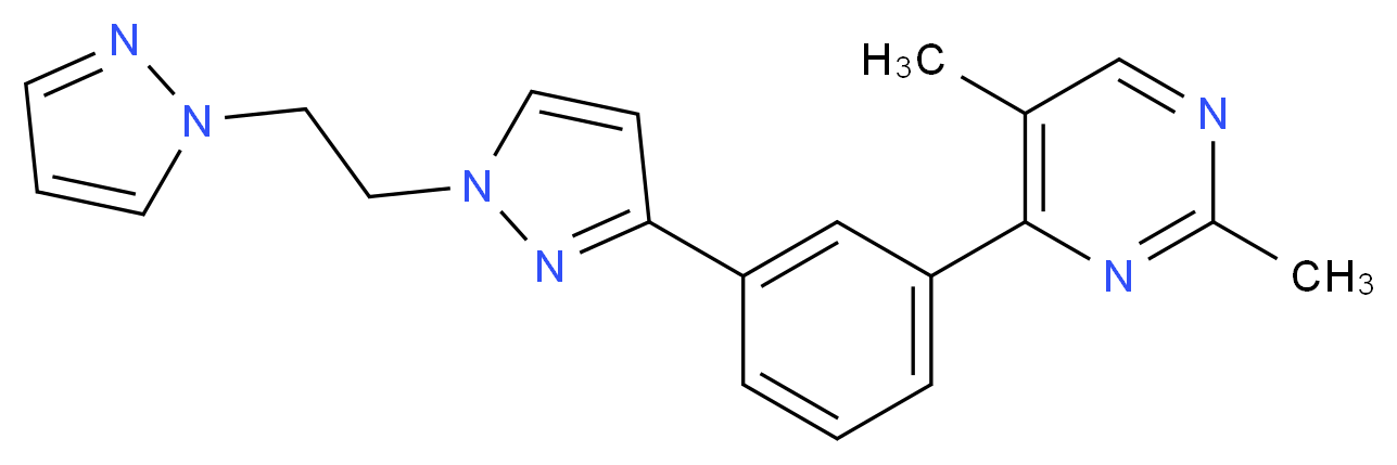 2,5-dimethyl-4-(3-{1-[2-(1H-pyrazol-1-yl)ethyl]-1H-pyrazol-3-yl}phenyl)pyrimidine_分子结构_CAS_)