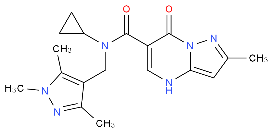 N-cyclopropyl-2-methyl-7-oxo-N-[(1,3,5-trimethyl-1H-pyrazol-4-yl)methyl]-4,7-dihydropyrazolo[1,5-a]pyrimidine-6-carboxamide_分子结构_CAS_)
