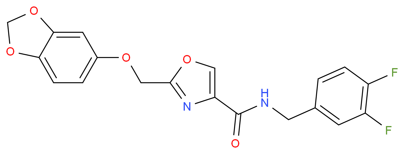 2-[(1,3-benzodioxol-5-yloxy)methyl]-N-(3,4-difluorobenzyl)-1,3-oxazole-4-carboxamide_分子结构_CAS_)