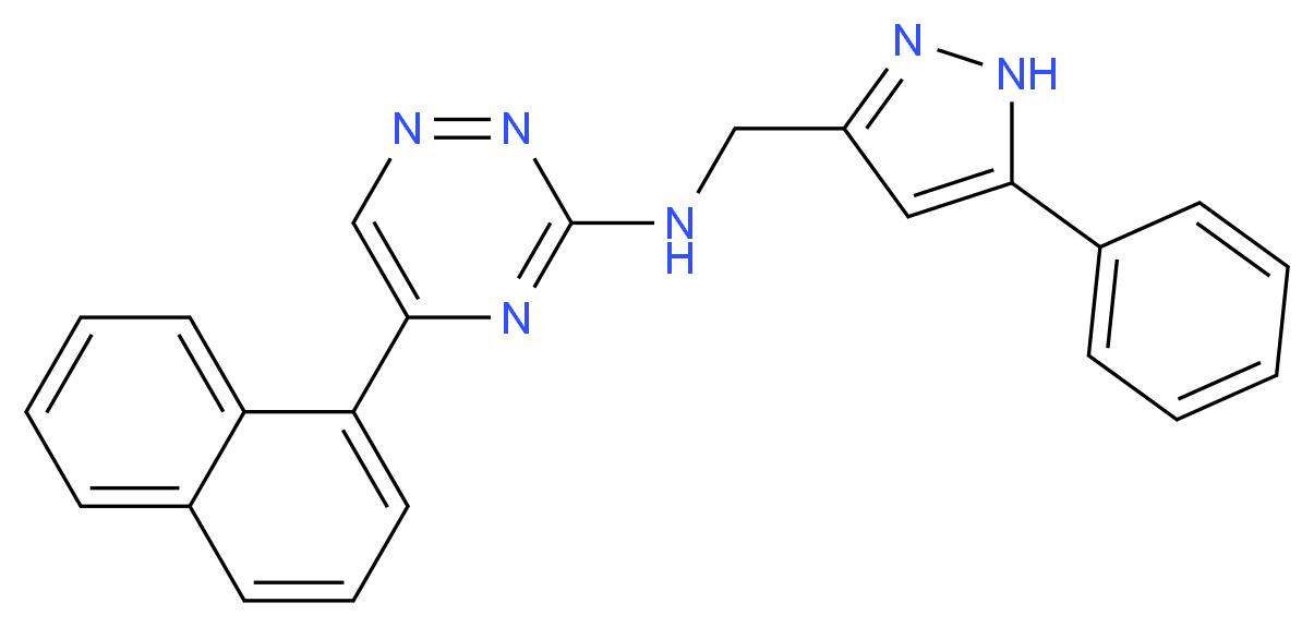 5-(1-naphthyl)-N-[(5-phenyl-1H-pyrazol-3-yl)methyl]-1,2,4-triazin-3-amine_分子结构_CAS_)