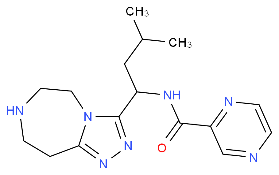 N-[3-methyl-1-(6,7,8,9-tetrahydro-5H-[1,2,4]triazolo[4,3-d][1,4]diazepin-3-yl)butyl]pyrazine-2-carboxamide_分子结构_CAS_)