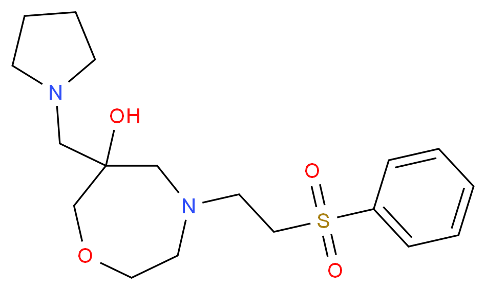 4-[2-(phenylsulfonyl)ethyl]-6-(pyrrolidin-1-ylmethyl)-1,4-oxazepan-6-ol_分子结构_CAS_)