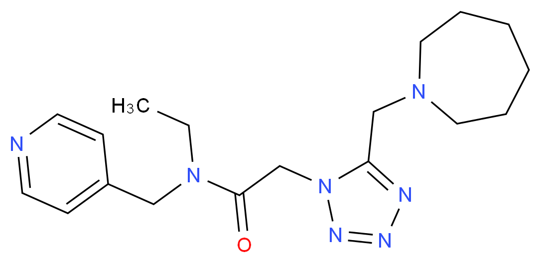 2-[5-(1-azepanylmethyl)-1H-tetrazol-1-yl]-N-ethyl-N-(4-pyridinylmethyl)acetamide_分子结构_CAS_)