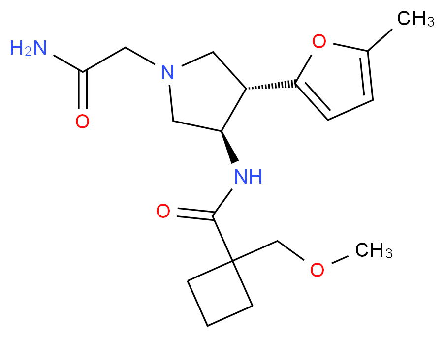 N-[(3R*,4S*)-1-(2-amino-2-oxoethyl)-4-(5-methyl-2-furyl)-3-pyrrolidinyl]-1-(methoxymethyl)cyclobutanecarboxamide_分子结构_CAS_)