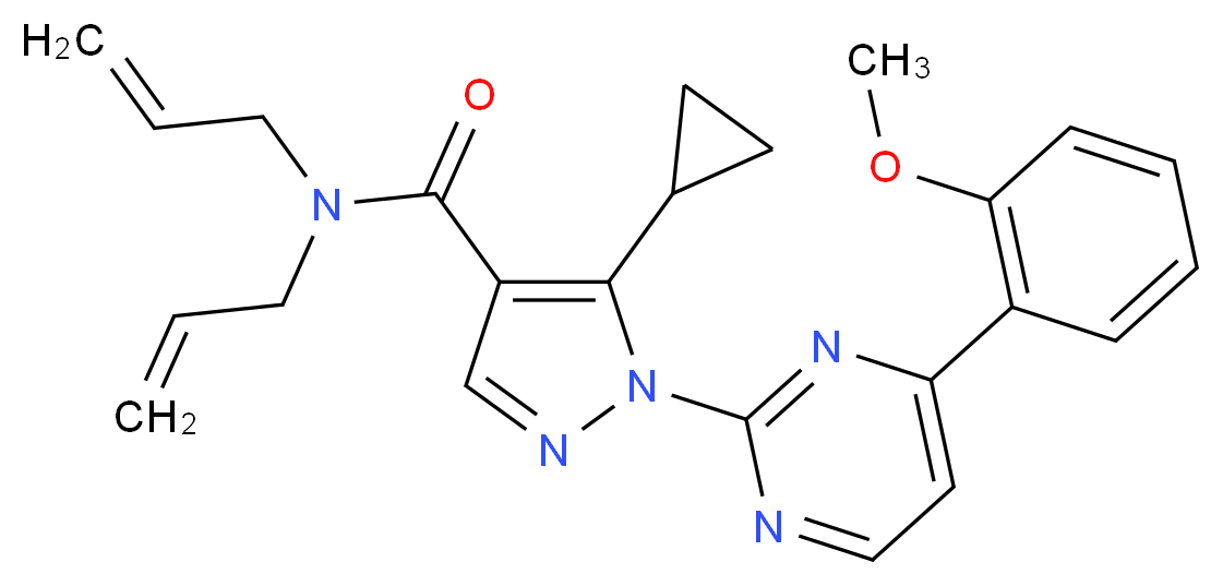 N,N-diallyl-5-cyclopropyl-1-[4-(2-methoxyphenyl)-2-pyrimidinyl]-1H-pyrazole-4-carboxamide_分子结构_CAS_)