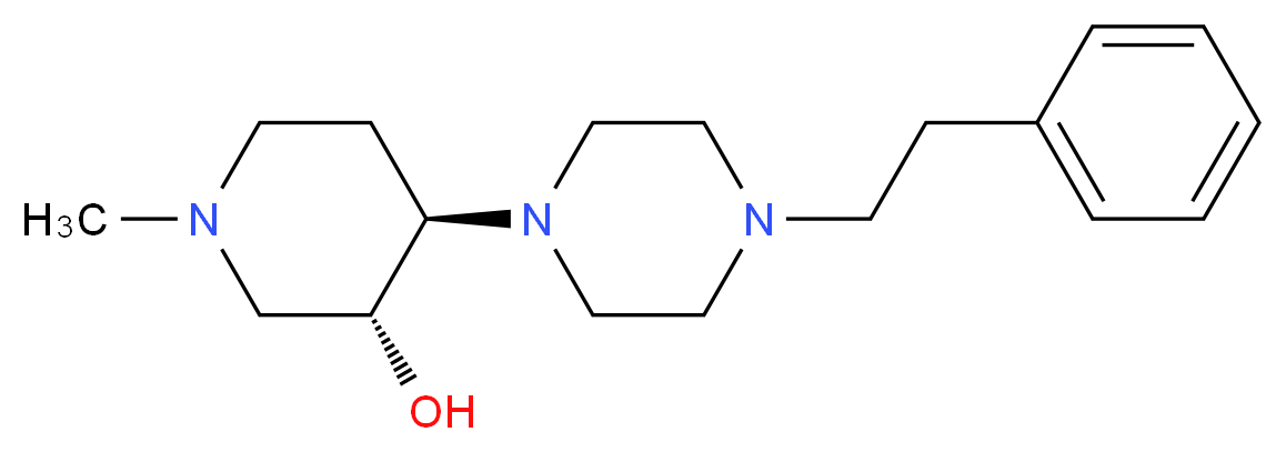 (3R*,4R*)-1-methyl-4-[4-(2-phenylethyl)-1-piperazinyl]-3-piperidinol_分子结构_CAS_)