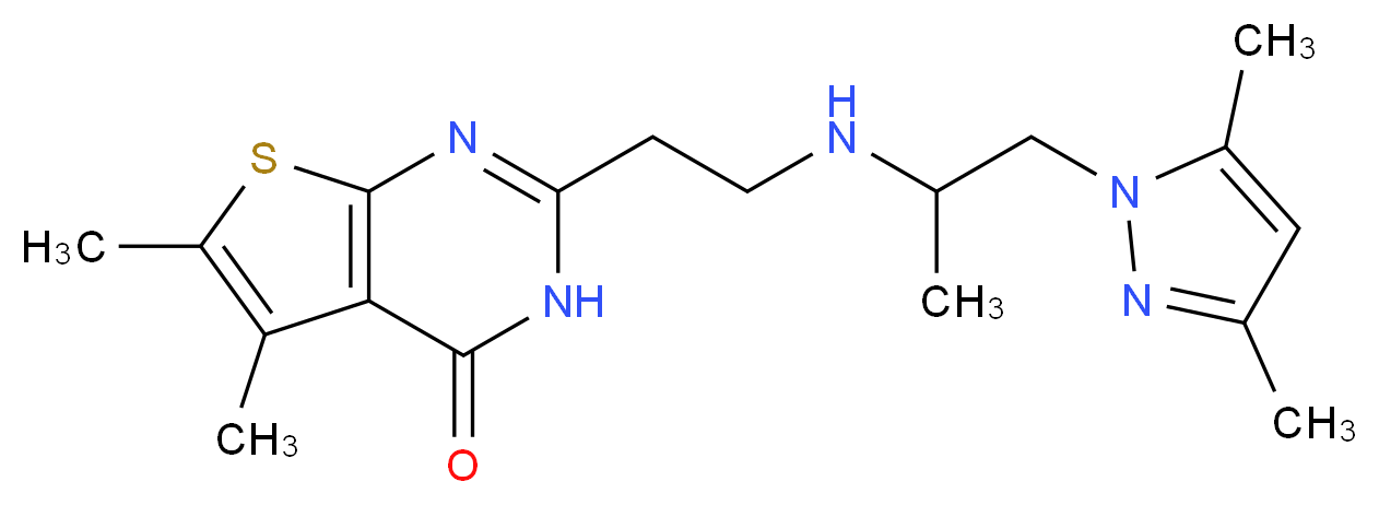 2-(2-{[2-(3,5-dimethyl-1H-pyrazol-1-yl)-1-methylethyl]amino}ethyl)-5,6-dimethylthieno[2,3-d]pyrimidin-4(3H)-one_分子结构_CAS_)