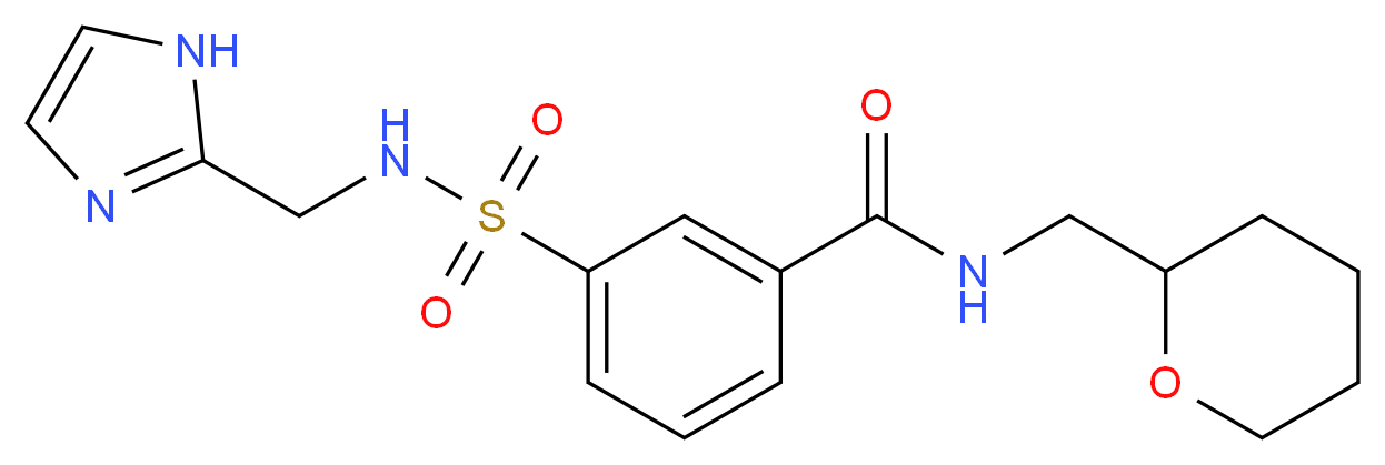 3-{[(1H-imidazol-2-ylmethyl)amino]sulfonyl}-N-(tetrahydro-2H-pyran-2-ylmethyl)benzamide_分子结构_CAS_)