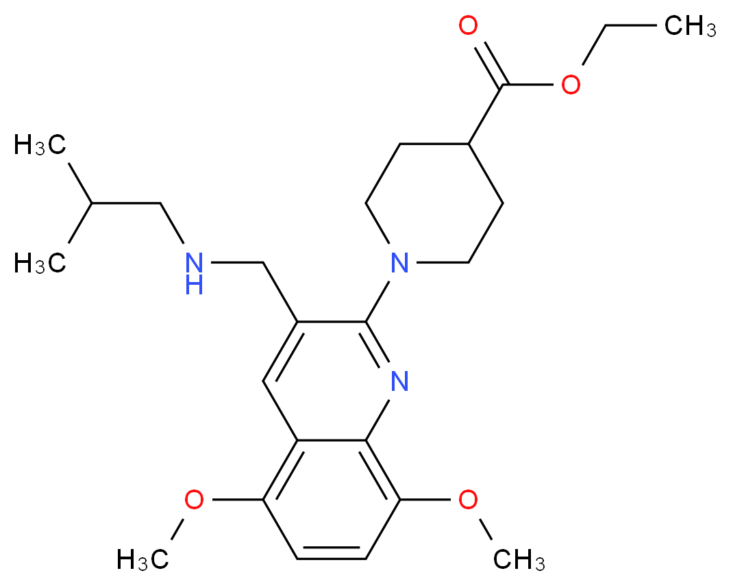 ethyl 1-{3-[(isobutylamino)methyl]-5,8-dimethoxy-2-quinolinyl}-4-piperidinecarboxylate_分子结构_CAS_)