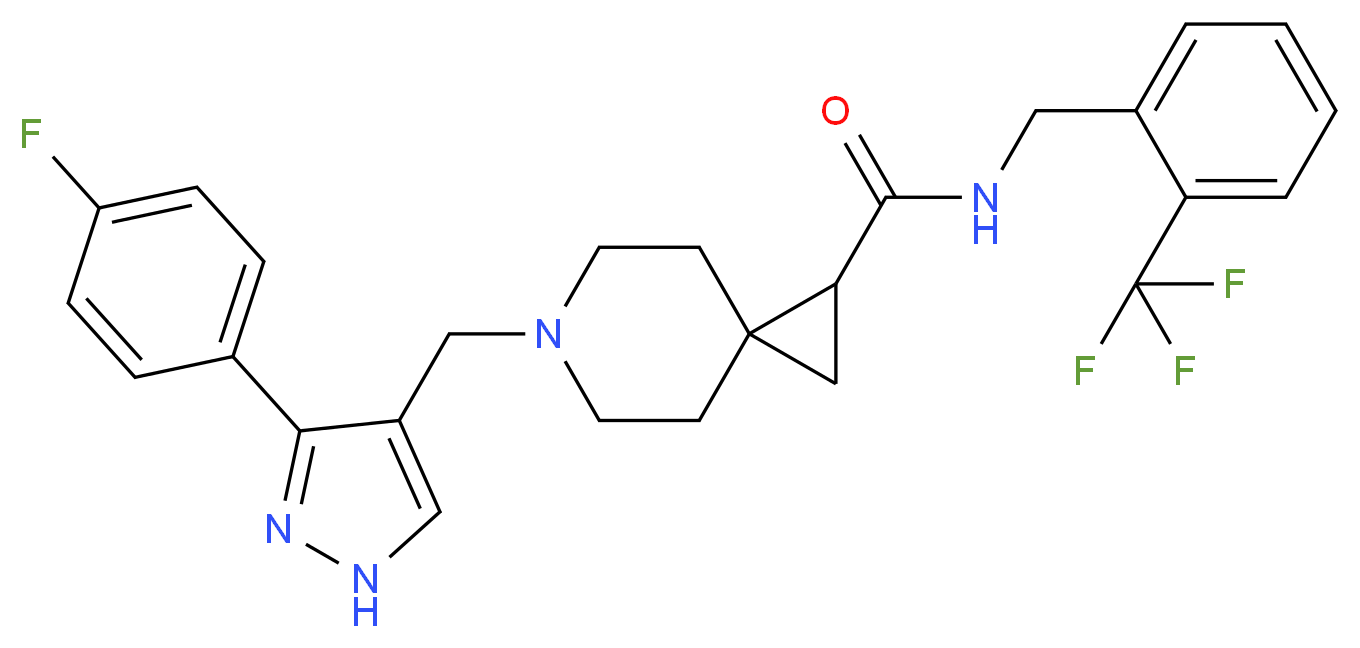 6-{[3-(4-fluorophenyl)-1H-pyrazol-4-yl]methyl}-N-[2-(trifluoromethyl)benzyl]-6-azaspiro[2.5]octane-1-carboxamide_分子结构_CAS_)