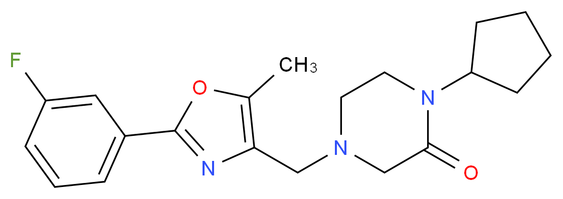 1-cyclopentyl-4-{[2-(3-fluorophenyl)-5-methyl-1,3-oxazol-4-yl]methyl}-2-piperazinone_分子结构_CAS_)