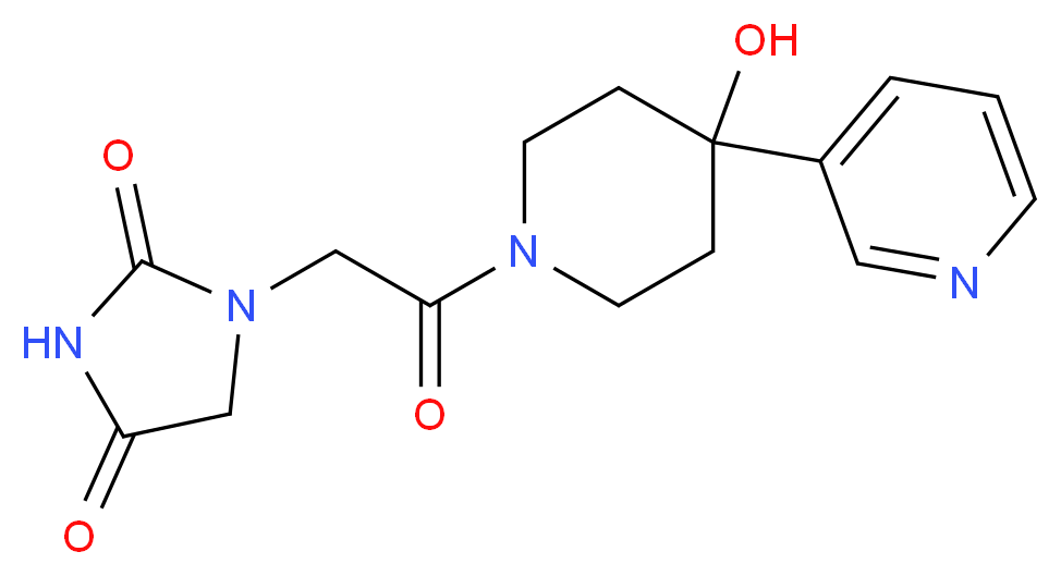1-[2-(4-hydroxy-4-pyridin-3-ylpiperidin-1-yl)-2-oxoethyl]imidazolidine-2,4-dione_分子结构_CAS_)