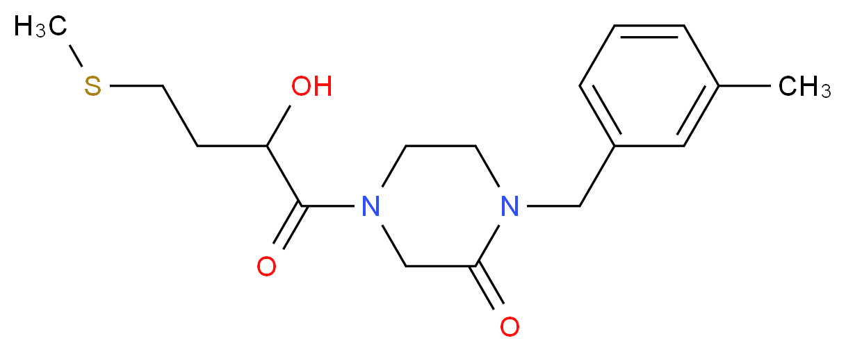4-[2-hydroxy-4-(methylthio)butanoyl]-1-(3-methylbenzyl)-2-piperazinone_分子结构_CAS_)