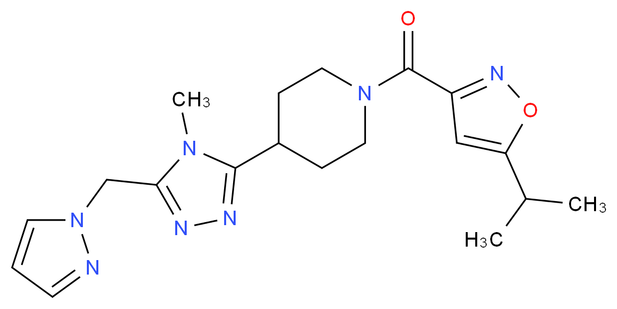 1-[(5-isopropylisoxazol-3-yl)carbonyl]-4-[4-methyl-5-(1H-pyrazol-1-ylmethyl)-4H-1,2,4-triazol-3-yl]piperidine_分子结构_CAS_)