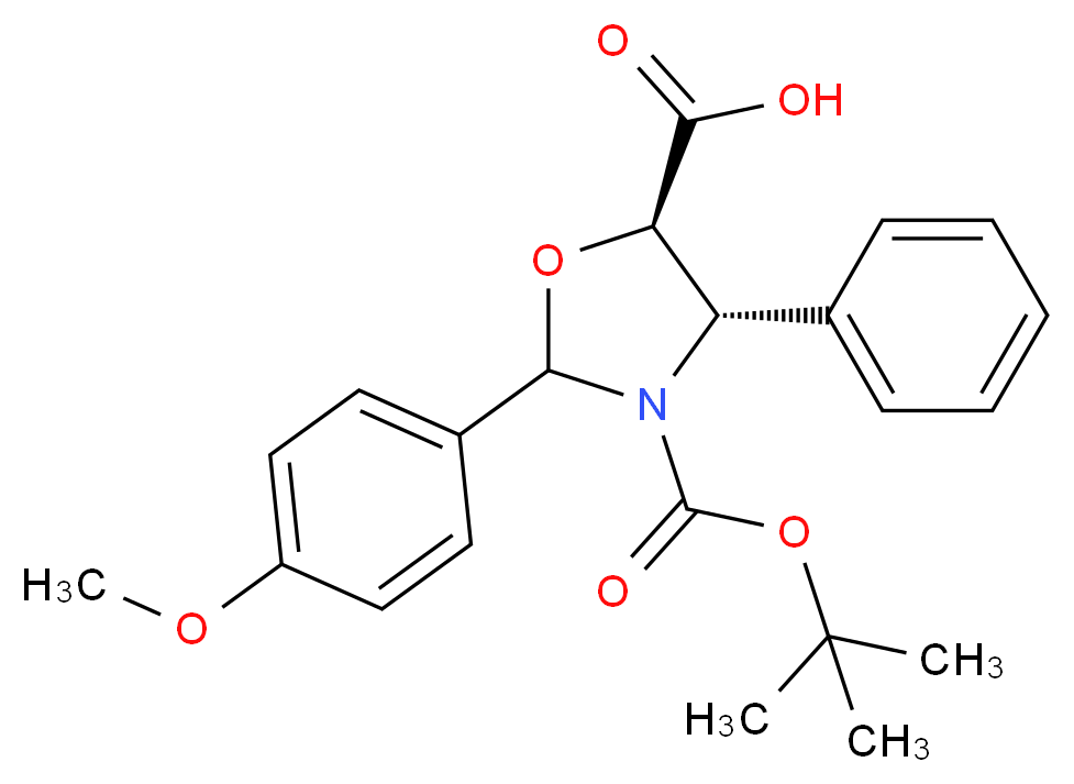 (4S,5R)-3-(tert-Butoxycarbonyl)-2-(4-Methoxyphenyl)-4-phenyloxazolidine-5-carboxylic acid_分子结构_CAS_196404-55-4)